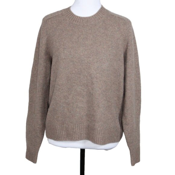 Naadam Luxe 100% Cashmere Utility Crew Neck Sweater Timber Brown Medium EUC - Picture 2 of 7